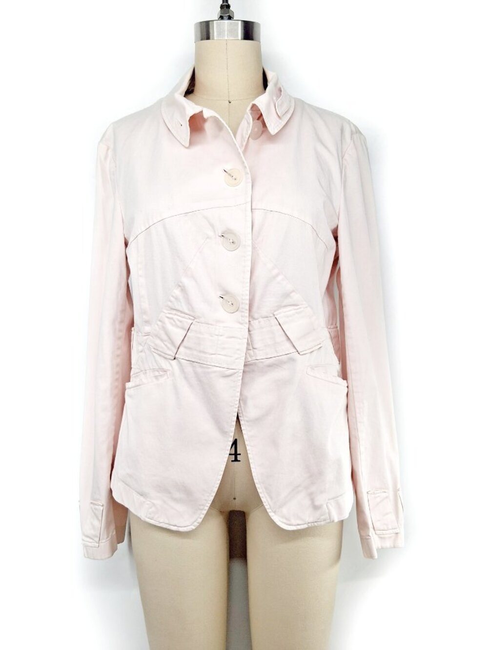 JIL SANDER Vintage 90s Cotton Jacket Pale Pink Light Weight Minimalist Italy 36 - Picture 5 of 13
